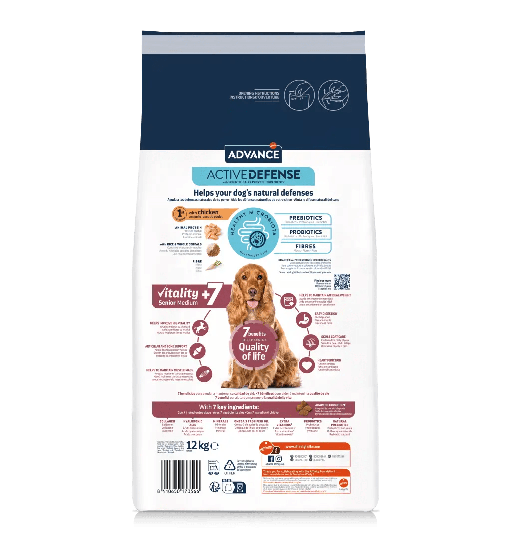 advance vitality senior medium +7 cão advance vitality senior medium +7 cão